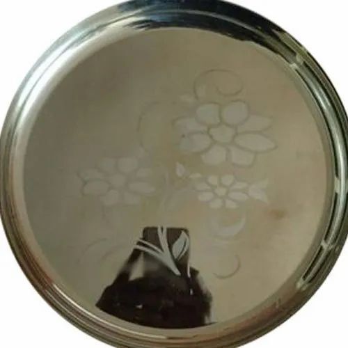 Flower Print Stainless Steel Dinner Plate
