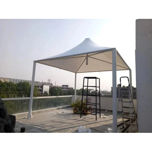 Gazebo Tensile Structure - MS Frame Floor Mounted White PVC Panel Galvanized 650 GSM Pyramid
