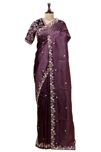 Mirror Work Organza Saree