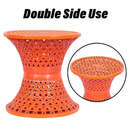 Plastic Damroo Stool - Durable Plastic, Brown, Round Seat | Comfortable Height, Lightweight, Easy to Clean
