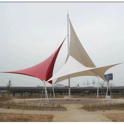 Tensile Skylar Structure - MS Frame, 650 GSM Tensile, White, Floor Mounted, Waterproof