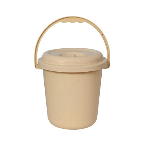 Unbreakable Bucket With Lid 20 Liter HDPE Plastic Beige - Rigid Body Easy Carry Handle