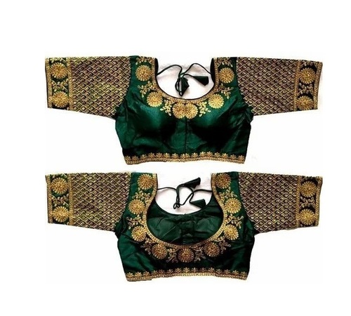 Women Blouses - Silk, XS to XXXL, Green | Breathable, Quick Dry, Embroidered, Washable