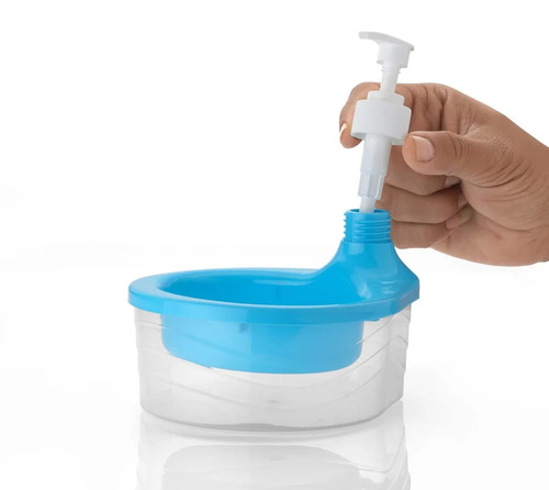 600ml Plastic Liquid Soap Dispenser - 31x20 cm, Blue, Manual Operation, Countertop Mounting