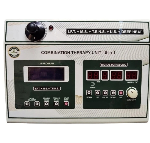 Averymed Five In One Combo Therapy Machine - Mild Steel, White and Black, 220 Volt | Multi-Therapy, Pain Relief, Muscle Stimulation, Compact, User Friendly, Adjustable Settings, Portable, Durable