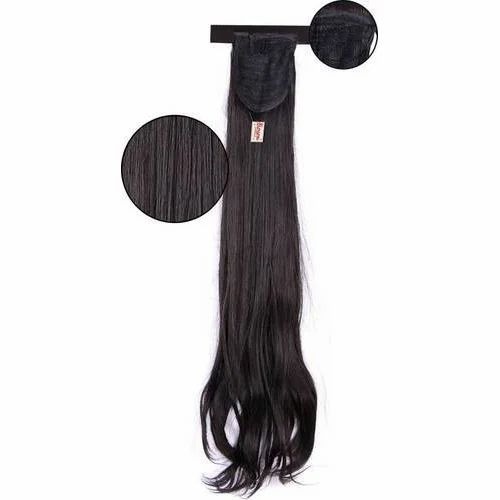 Black Wrap Around Pony Tail Hair Extension - Synthetic Hair, 24 Inch, Brown | Clip and Go Clip-In Extension