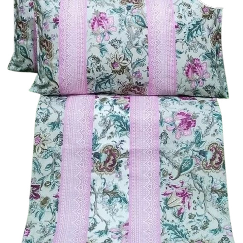 Floral Printed Cotton Bed Sheet - King Size Multicolor Handloom | Washable Easy To Clean Anti Wrinkle Includes Pillowcases