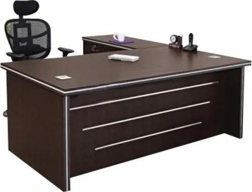 Single Seating Dark Brown Office Executive Table - Wood, Standard, Brown | Durable, Easy To Clean, Eco-Friendly