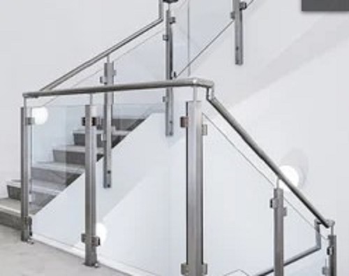 Stainless Steel Toughened Glass Railing - Custom Size, Silver | Low Maintenance, Timely Delivery