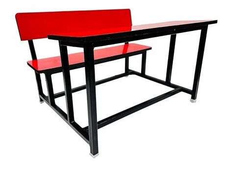 Wooden And Iron School Desk - Iron & Wood, Standard Size, Red | Durable, Eco-Friendly, Long Lasting