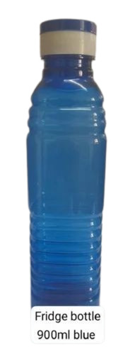 900ml Blue PET Fridge Water Bottle - Round Shape, Flip Up Cap, Leak Proof, Lightweight