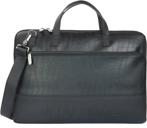 Black Faux Leather Laptop Bag