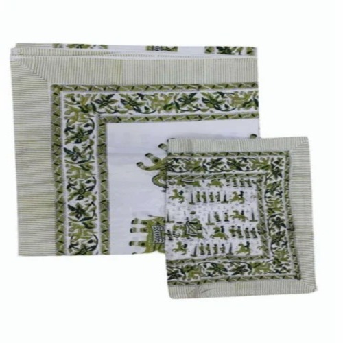Green Cotton Printed Bed Sheet