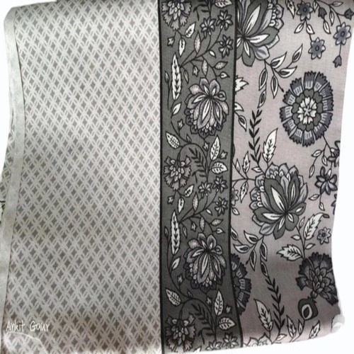 Grey Cotton Printed Bed Sheet
