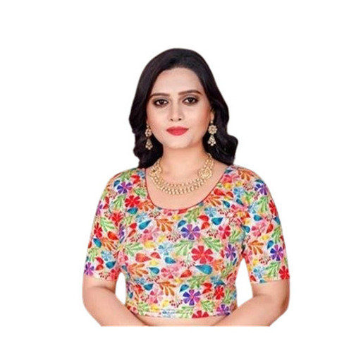 Ladies Blouse - Cotton, M-XXXL, Multicolor, Short Sleeves | Anti Wrinkle, Breathable, Quick Dry, Washable, Embroidered
