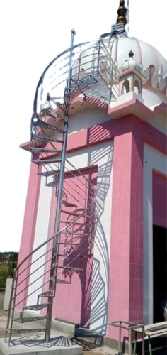 Mild Steel Spiral Stairs - MS, Custom Size, Silver | Anti Rust