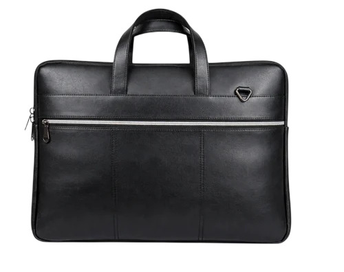 Pu Leather Laptop Bag - 15.6 Inch, PU Leather, Polished Finish | Adjustable Strap, 3 Compartments, Water Resistant