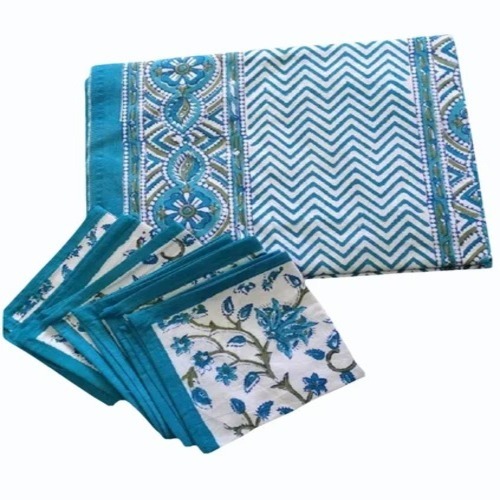 Sky Blue Cotton Printed Bed Sheet