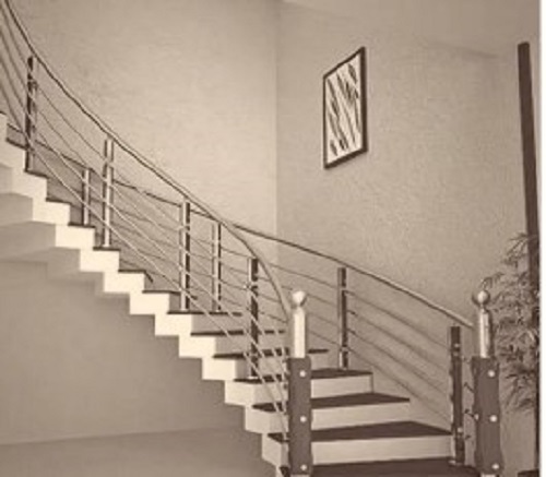 Stainless Steel Staircase Railing - Stainless Steel, Custom Size | Anti Corrosion, Polished Finish, Modern Style