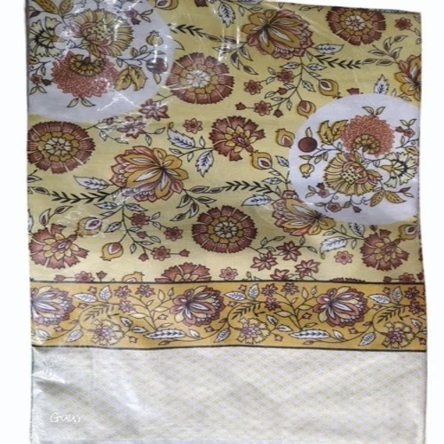 Yellow Cotton Printed Bed Sheet