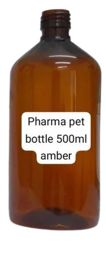 500ml Pharma Pet Bottle - PET Material, 14cm Length, Amber Color | Leak Proof, Reusable, Fine Finished