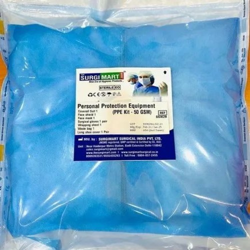 60 Gsm Ppe Kit - Non Woven Plastic, Size L, Multicolor | Machine Made, Disposable, Good Quality