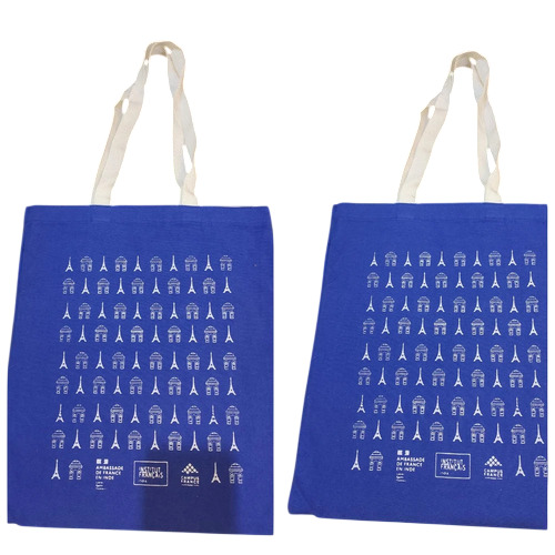 Blue Color Poly Canvas Digital Printed Tote Bag