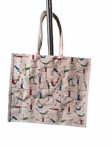 Digital Cartoon Printed Poly Canvas Shopping Bag - Canvas, 35x30x12 cm, Multicolor, Cotton Tape Handles, Printed Design