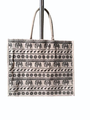 Digital Elephant Printed Pattern Poly Canvas Shopping Bag - Color: Mutiple