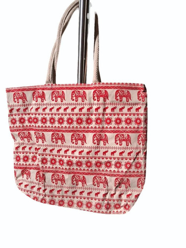 Digital Elephant Printed Poly Canvas Shopping Bag - Color: Mutiple
