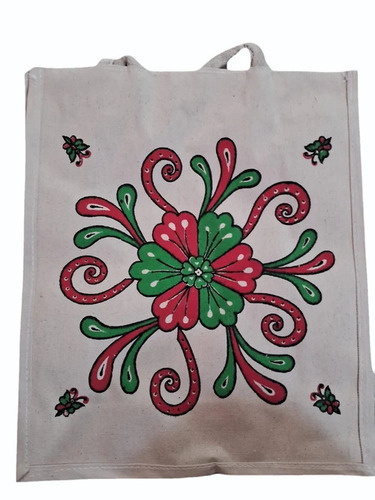 Digital Flower Printed Poly Canvas Shopping Bag