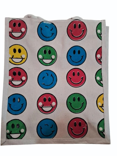 Digital Smily Printed Poly Canvas Shopping Bag