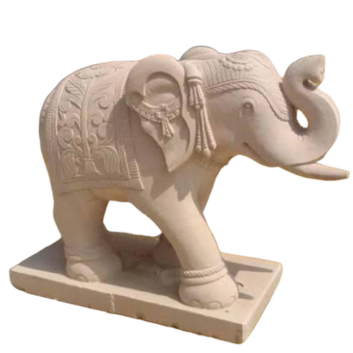 Elephant Stone Statue - Color: White