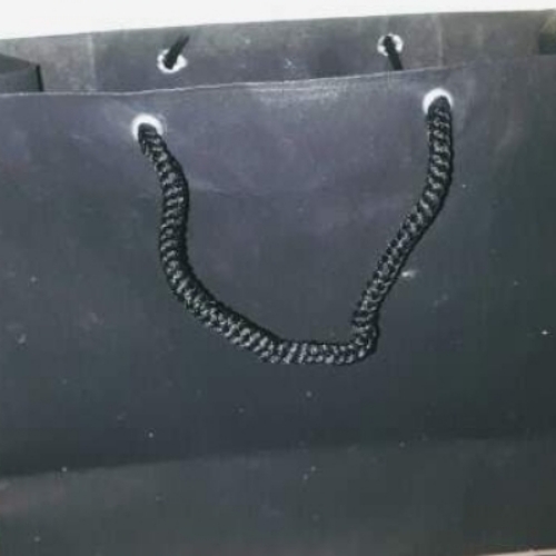 Grey Colour Paper Shopping Bag - 10.5x3.5x7.5 Inch, Black Color | Multicolor Patterns, Customized Size Handled Bag