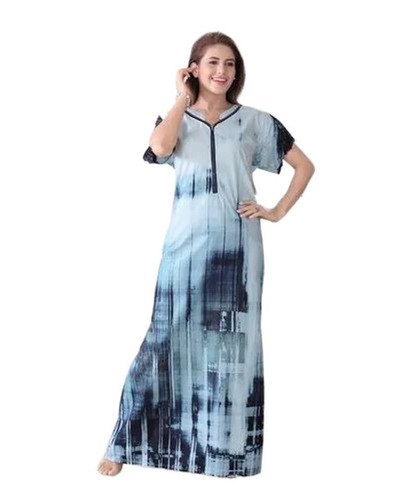 Ladies Cotton Nighties - Cotton, M-XXXL, White & Black, Printed | Quick Dry, Lightweight, Neatly Stitched, Short Sleeves