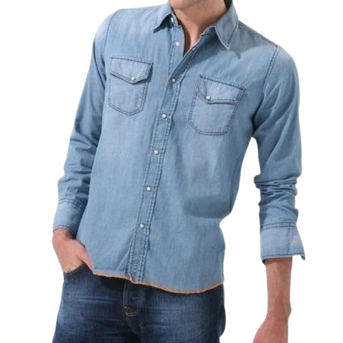 Men Denim Shirts - Denim, Full Sleeves, Blue, Regular Fit | Breathable, Anti Wrinkle, Quick Dry, Comfortable Fit