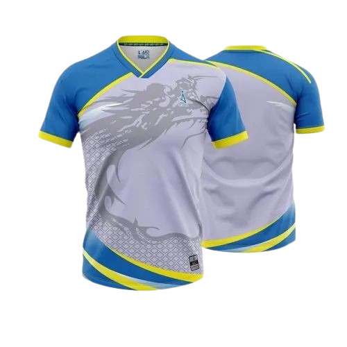 Printed Half Sleeves Sports T Shirt - Polyester, Multi Color, V-Neck, Regular Fit | Lightweight, Quick Dry, Breathable, Comfortable Fit