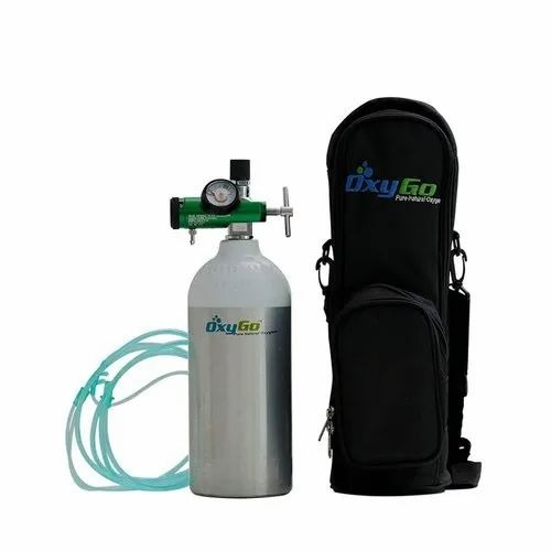 Silver Portable Oxygen Cylinder Kit - Aluminium, 300L, 150 kgf/cm2, Silver | Valve, Customize Size