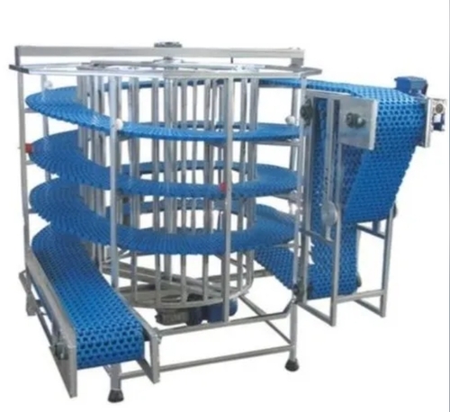 Spiral Conveyor - Stainless Steel, Blue Silver, 220 Volt | High Accuracy Stable Weighing, Continuous Operation, Speed Control, Belt Durability, Easy Integration, Low Maintenance, Real-Time Monitoring, Compact Design