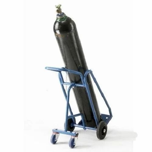Ss Gas Cylinder Trolley - Mild Steel, 5 Feet Height, Silver, 4 Wheels | Good Quality, Industrial Use