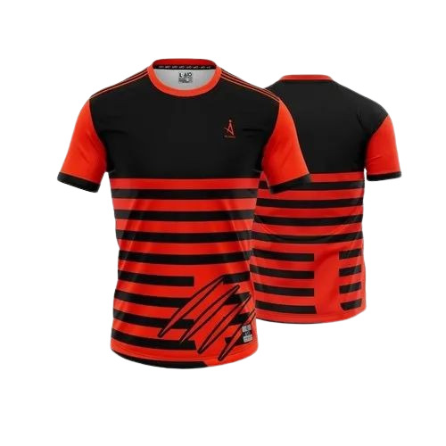 Striped Sports T Shirt - Polyester, Regular Fit, Multi Color | Quick Dry, Comfortable Fit, Elegant Design