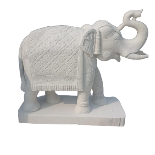 White Marble Elephant Statue - Features: Durable