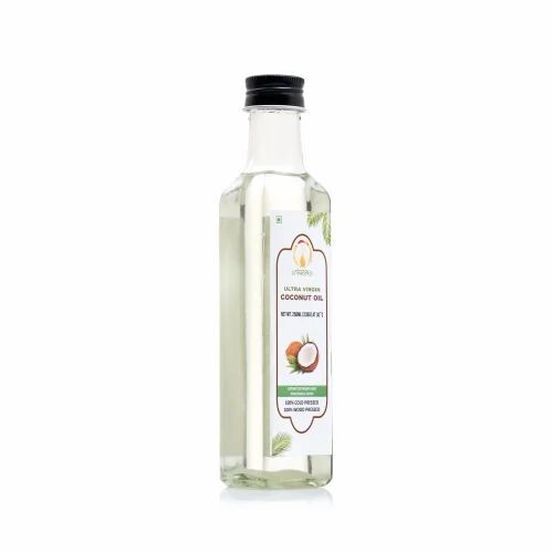 250ml Cold Pressed Ultra Virgin Coconut Oil - White Bottle, Liquid, Food Grade, 12 Months Shelf Life