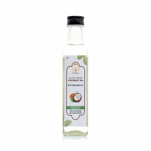 250ml Wood Pressed Ultra Virgin Coconut Oil - Plastic Bottle, White | Food Grade, 12 Months Shelf Life, Cooking & Skin Use