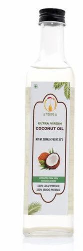 500ml Wood Pressed Ultra Virgin Coconut Oil - Glass Bottle, White | Food Grade, 12 Months Shelf Life, Cooking and Skin Care Use