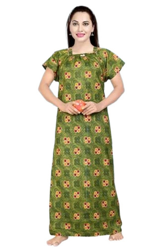 Cotton Printed Nighties - Cotton, Sizes S-XXXL, Green | Quick Dry, Neatly Stitched, Lightweight, Breathable