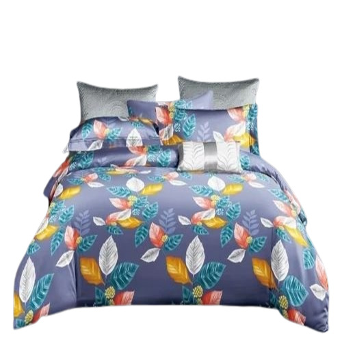 Grey Printed Double Bedsheets