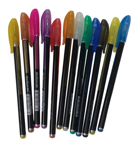 Kids Neon Colors Gel Pen Set - Plastic Body 12 Pcs Multi Colour Ink | Smooth Flow Clear Writing