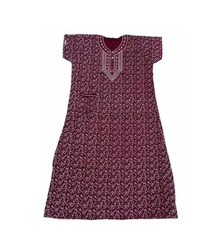 Ladies Nightwear - Cotton Nightgown S-XXXL Maroon Quick Dry Lightweight Neatly Stitched Soft Touch
