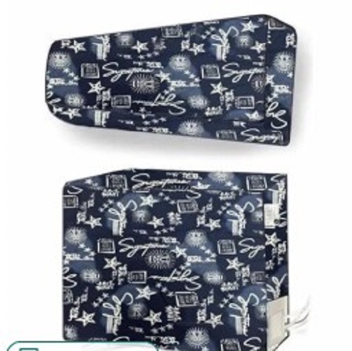 Navy Blue Printed Air Conditioner Cover